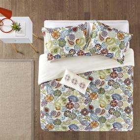 img 2 attached to 🌺 Mi Zone Tamil Teen Girls Duvet Cover Set - Green White Floral, Full/Queen Size