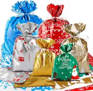 🎁 20 pcs aorzit christmas wrapping gift bags: assorted styles with ribbon tie - perfect for christmas supplies and holiday party favor! logo