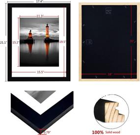 img 1 attached to OKYAIOS Black 16x20 Picture Frame - Solid Wood, Clear Plexiglass, Wall Mountable - Ideal for 11x15 with Mat or 16x20 Photos, Horizontal & Vertical Display