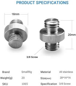 img 3 attached to 🔩 SMALLRIG Double Head Stud Adapter - 3/8 Male to 3/8 Male Thread Screw for Flash Mount Holder Stand (2pcs Pack) - Improved SEO