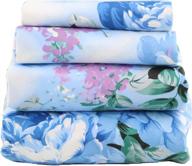 🛏️ jaycorner 1800 collection - ultra soft egyptian comfort 4pcs blue & lavender floral blue dream bedding set (queen) logo