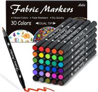 🎨 lelix fabric markers - 30 dual tip permanent colors for writing & painting on t-shirts, clothes, sneakers, canvas, and pillowcases - child safe, non-toxic - ideal for kids and adults logo