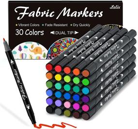 img 4 attached to 🎨 Lelix Fabric Markers - 30 Dual Tip Permanent Colors for Writing & Painting on T-Shirts, Clothes, Sneakers, Canvas, and Pillowcases - Child Safe, Non-Toxic - Ideal for Kids and Adults