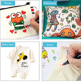 img 1 attached to Леликс маркеры для ткани - 30 двусторонних перманентных цветов для письма и рисования на футболках, одежде, кроссовках, холсте и наволочках - безопасно для детей, нетоксично - идеально для детей и взрослых.
