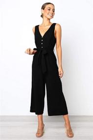 img 3 attached to ECOWISH Jumpsuits Sleeveless Jumpsuit Rompers Women's Clothing for Jumpsuits, Rompers & Overalls