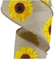 🌻 sunflower canvas wired edge ribbon: 2.5" x 10 yards (natural) - a touch of blooming charm! logo