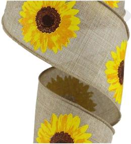 img 1 attached to 🌻 Sunflower Canvas Wired Edge Ribbon: 2.5" x 10 Yards (Natural) - A Touch of Blooming Charm!