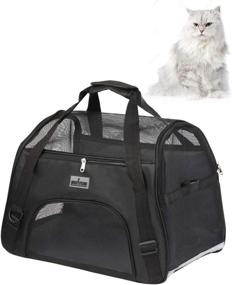 img 4 attached to 🐾 Airline Approved Soft Pet Carrier - Travel Bag for Cats and Small Dogs, Under Seat Compatible, Breathable Design with 4 Windows