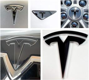 img 4 attached to Tesla Model S Nosecone 14-pc Set Gloss Black Custom Cut Graphics Logo Decal Wrap