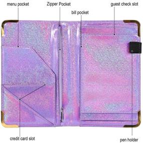 img 2 attached to 💼 Glitter Leather Server Book Wallet with Zipper Pocket - Ideal for Waitresses and Waiters