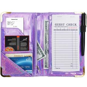 img 3 attached to 💼 Glitter Leather Server Book Wallet with Zipper Pocket - Ideal for Waitresses and Waiters