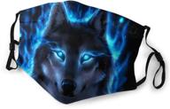 customizable blue fire wolf earloop halloween dust mask | breathable outdoor protection, reusable & washable for men, women, boys, and girls logo