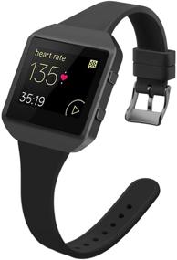 img 4 attached to 📿 YiJYi Slim Bands: Fitbit Blaze Compatible Replacement Wristband – Thinner Soft Silicone Band with Metal Frame for Women & Men in Small and Large Sizes