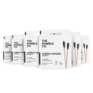 🌿 humble co. eco-friendly bamboo cotton swabs (600 count) - biodegradable, organic cotton buds for ears, makeup, pet care, and cleaning (black) logo