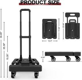 img 3 attached to 🛒 SOLEJAZZ Folding Hand Truck Dolly, Portable Moving Cart with 500LB Capacity, 6 Wheels &amp; 2 Bungee Cords - Ideal for Luggage, Travel, Shopping, Office Use, Black
