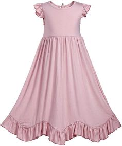 img 4 attached to 👗 Girls' Cotton Ruffles Halter Sleeve Dresses