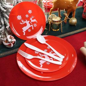 img 1 attached to 🎄 SUT Christmas Plastic Disposable Cutlery: Festive and Convenient Holiday Utensils!