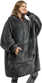 img 4 attached to 🔍 Optimized for SEO: Lounging Pullover Hoodie Sweatshirt - Oversized Wearable Blanket with Sherpa Comfort for Adults, Men, Women, Teenagers, Wife & Girlfriend