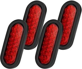 img 4 attached to 🚛 6 Inch Oval Trailer Lights, Super Bright Red 24LED Brake Turn Stop Marker Reverse Tail Lights - Waterproof Rubber Gaskets - DOT Certified - IP67 - Ideal for Boat Trailer Truck RV - 4 Pack