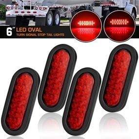 img 3 attached to 🚛 6 Inch Oval Trailer Lights, Super Bright Red 24LED Brake Turn Stop Marker Reverse Tail Lights - Waterproof Rubber Gaskets - DOT Certified - IP67 - Ideal for Boat Trailer Truck RV - 4 Pack