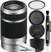 📸 sony e 55-210mm (sel55210) f4.5-6.3 oss lens for sony e-mount cameras (silver) + uv filter, cleaning pen & cs microfiber cleaning cloth logo