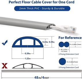 img 2 attached to 🔌 Серый кабельный канал на полу длиной 4 фута: предотвратите спотыкания и защитите провода с помощью кабельного канала для пола - 0.39 "(Ш) x 0.24" (В)
