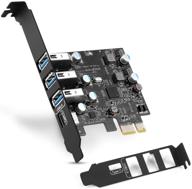 🔌 4-port pci-e usb c card (1x usb-c - 3x usb-a) usb 3.0 expansion card for desktop pc, internal host converter, windows 10/8/7/xp & mac os 10.8.2+ compatible logo