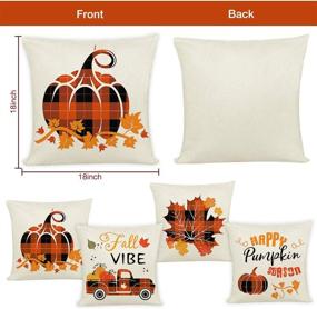 img 1 attached to Set of 4 Joyshare Fall Throw Pillow Covers 18x18 Inch - Autumn Decorations Cotton Pumpkin Truck Cushion Case for Farmhouse Sofa Couch Home Decor