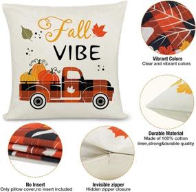 img 3 attached to Set of 4 Joyshare Fall Throw Pillow Covers 18x18 Inch - Autumn Decorations Cotton Pumpkin Truck Cushion Case for Farmhouse Sofa Couch Home Decor