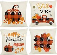 set of 4 joyshare fall throw pillow covers 18x18 inch - autumn decorations cotton pumpkin truck cushion case for farmhouse sofa couch home decor логотип