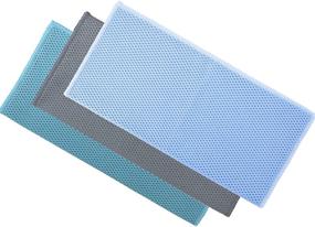 img 2 attached to 🧽 Polyte Premium Microfiber Kitchen Dish Wash and Scrub Mesh Cloth - 6 Pack (Light Blue, Gray, Teal) - 12x12 inches