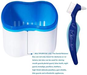 img 2 attached to Denture Case and Bath Set with Hard Denture Toothbrush - Dentures Container Holder and Travel Basket for Denture Cups, Mouth Guard, Night Gum Retainer (Blue)