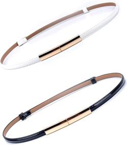 img 4 attached to 👗 Stylish Women's Accessories: Adjustable Waistband Belts with Skinny Leather Design