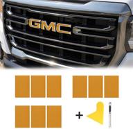blakaya bowtie emblem wrap kit for gmc 3d carbon fiber logo overlay vinyl wrap with squeegee and cutter (9pcs gold) logo