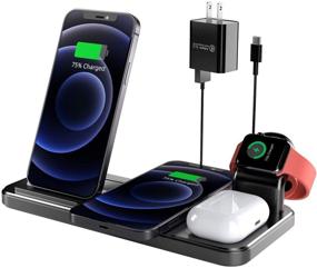 img 4 attached to 🔋 Coobetter 4 in 1 Wireless Charger: Ultimate Charging Station for iPhone 12/11/SE/AirPods Pro/Watch (Black)
