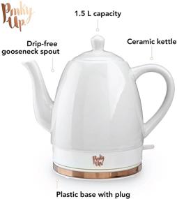 img 1 attached to Noelle Ceramic Electric Tea Kettle, Grey & Rose Gold, Gooseneck Spout, Cordless Design - 1.5 L