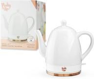 noelle ceramic electric tea kettle, grey & rose gold, gooseneck spout, cordless design - 1.5 l логотип