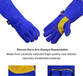 img 3 attached to 🔥 Durable Stitching Fireplace Gloves with 14In Length - Blue/Yellow