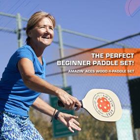 img 2 attached to 🏓 Amazin' Aces Pickleball Wood 4-Paddle Set: Premium Quality Set with 4 Wood Pickleball Paddles, 4 Pickleballs, Mesh Carry Bag, and Quality Box