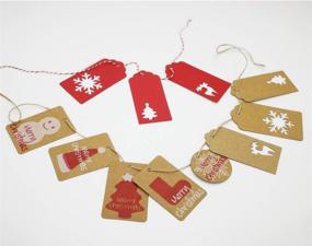 img 1 attached to 🏷️ 220 PCS Kraft Paper Tags with Twine - Tree Snowflake Elk Craft Paper Cards for Arts, Crafts, Wedding, and Holiday Decorations