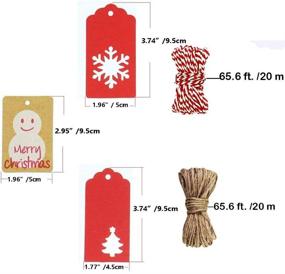 img 2 attached to 🏷️ 220 PCS Kraft Paper Tags with Twine - Tree Snowflake Elk Craft Paper Cards for Arts, Crafts, Wedding, and Holiday Decorations