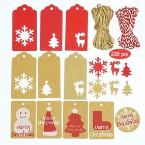 img 4 attached to 🏷️ 220 PCS Kraft Paper Tags with Twine - Tree Snowflake Elk Craft Paper Cards for Arts, Crafts, Wedding, and Holiday Decorations