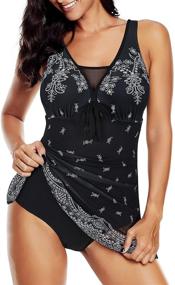 img 3 attached to 👙 Black and White Women's Clothing: Swimsuit Swimdress - Athletic Swimwear for Swimsuits & Cover Ups