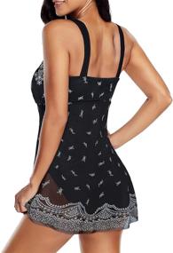 img 2 attached to 👙 Black and White Women's Clothing: Swimsuit Swimdress - Athletic Swimwear for Swimsuits & Cover Ups