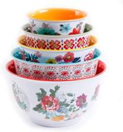 🌸 the pioneer woman country garden 10-piece nesting mixing bowl set: vibrant patterns for effortless mixing! logo