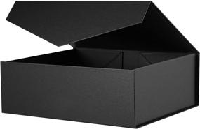 img 4 attached to 🎁 JINGMING Большая подарочная коробка 14x9.5x4.5 дюйма с крышкой, черная подарочная коробка с магнитным замком, коробка для свидетеля - улучшенная для SEO