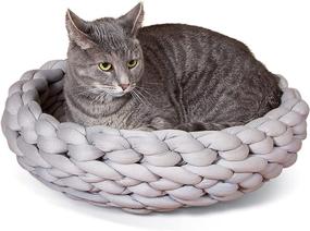 img 4 attached to 🐱 Versatile and Cozy: K&amp;H Pet Products Shapeable Knitted Cat Bed - Transformable for Round, Tunnel, or Cave Comfort