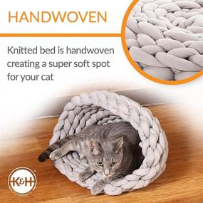 img 1 attached to 🐱 Versatile and Cozy: K&amp;H Pet Products Shapeable Knitted Cat Bed - Transformable for Round, Tunnel, or Cave Comfort