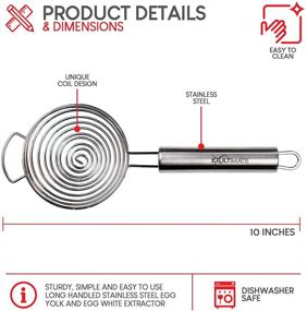 img 3 attached to 🥚 No Mess Egg Separator Tool: Long Handled Stainless Steel Egg White Extractor - By Exultimate