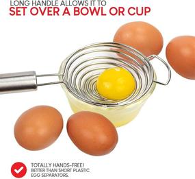 img 1 attached to 🥚 No Mess Egg Separator Tool: Long Handled Stainless Steel Egg White Extractor - By Exultimate